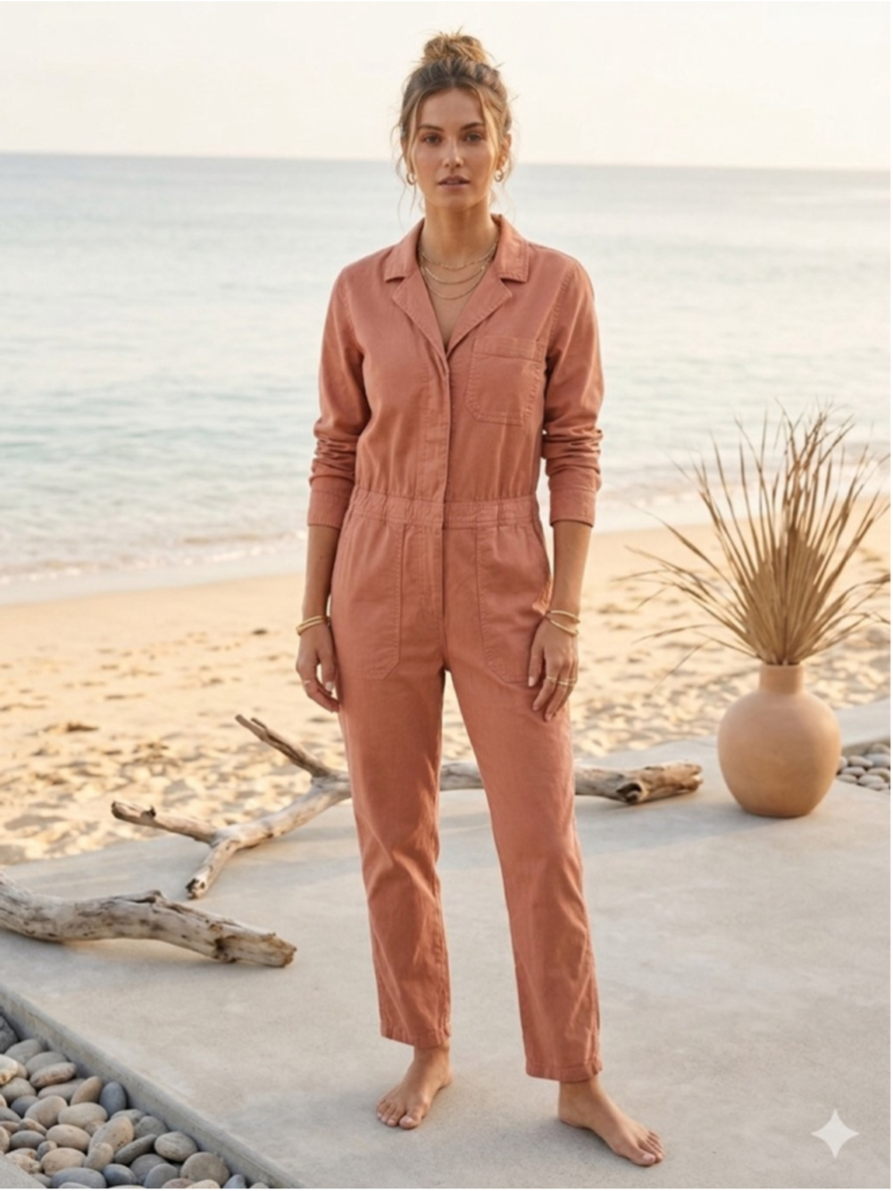 J. Crew Long Sleeve Utility Jumpsuit Pink Mauve Boiler Suit Adjustable waist